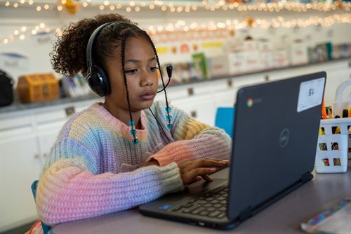 Student working on computer