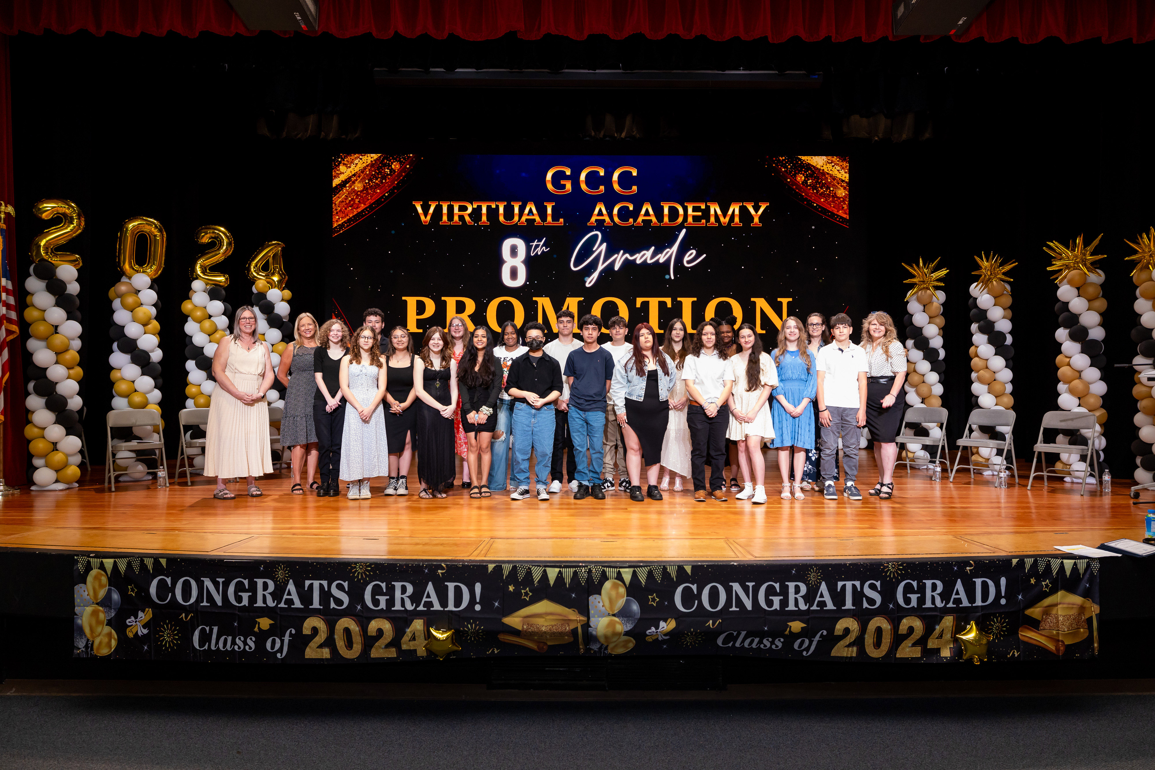 middle school students on stage