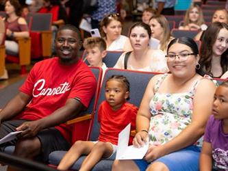family in crowd