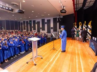student side angle of speaking on stage