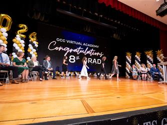students on stage
