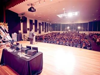 angle facing crowd from stage
