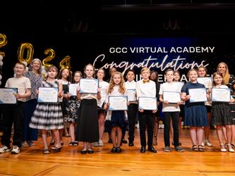 students on stage 